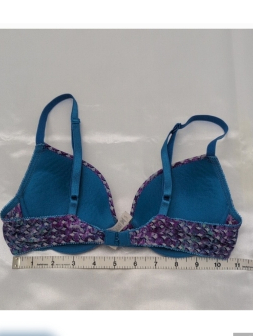 Sexy Padded Push-up Bra 34A On Gossamer Turquoise  Purple print  Summer - Picture 2 of 8
